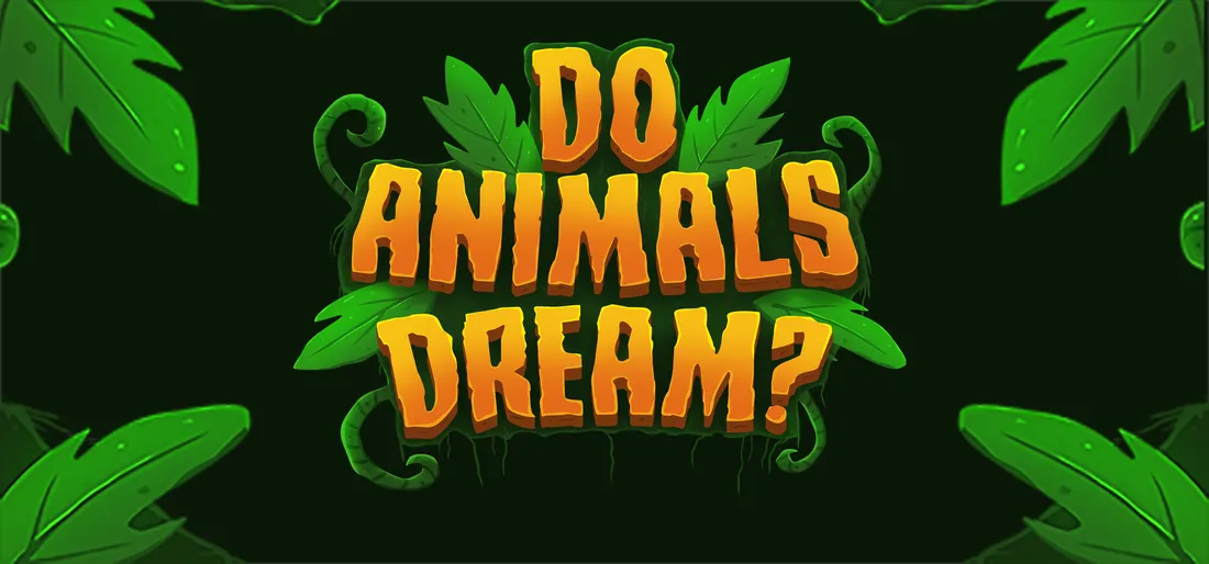 Do Animals Dream? logo framed by jungle leaves